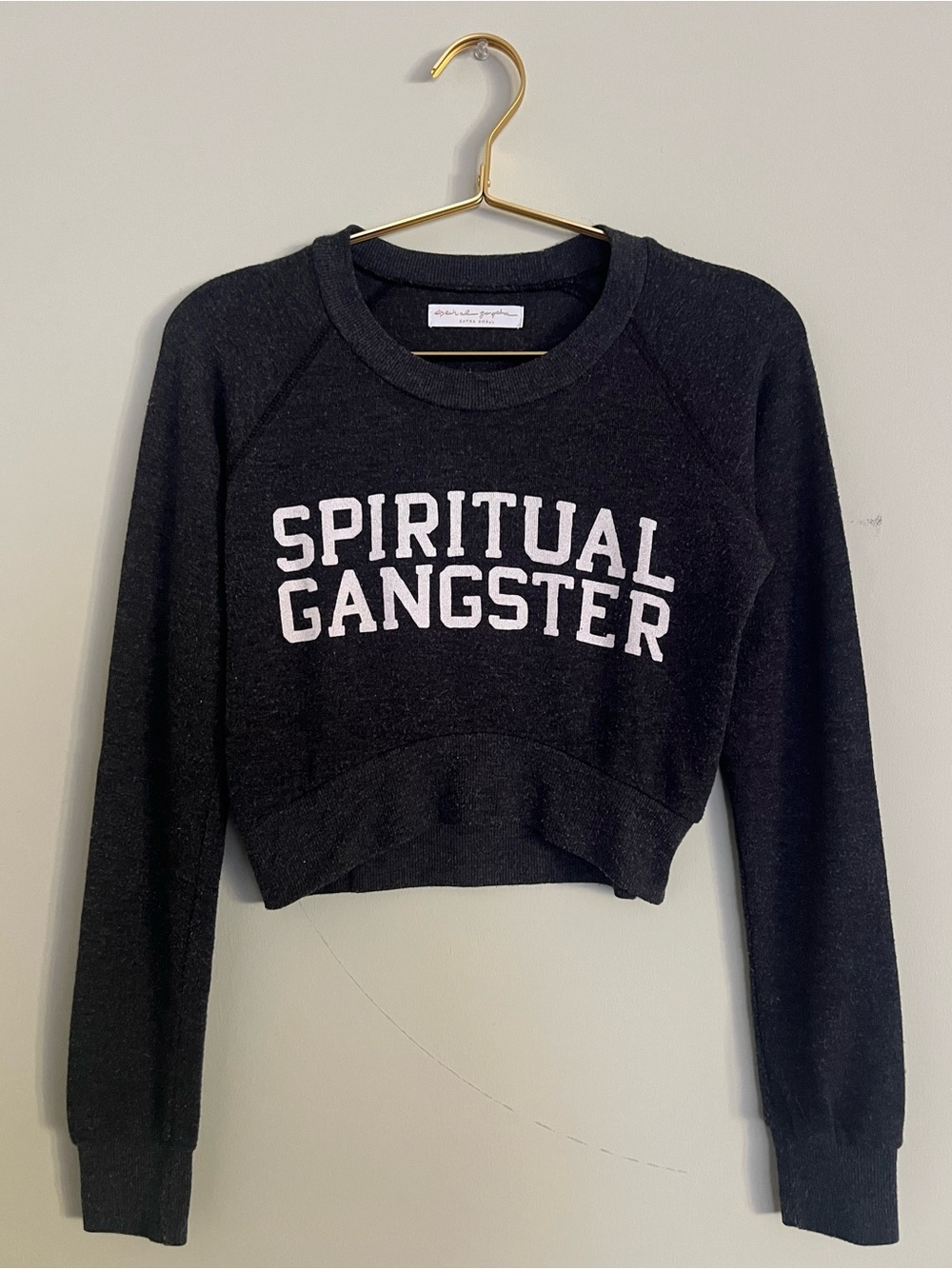 Spiritual Gangster Dark Grey Cropped Crewneck Savasana Sweatshirt
